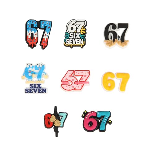 Grewgty 8PCS Funny 6 7 Meme Shoe Charms Set, Shoe Decoration Party Gifts for Adults Teens