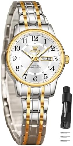 OLEVS Damenuhr Elegante Wasserdicht Klassische Frauen Uhr mit Quarzwerk, Modisches Design mit Datumsanzeige Leuchtzeiger Armbanduhr Damen Exquisites Design für Damen Schlicht Armba
