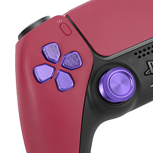 Tomsin Metal Buttons Replacement Kit For Ps5 Controller – Aluminum Thumbsticks & O X Square Triangle & Dpad Buttons Accessories Compatible With Dualsense Controller (Metal Purple) #TOP2