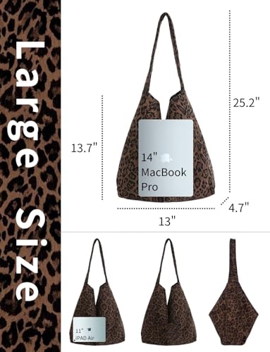 Bolso Tote con Estampado de Leopardo Marrón miniatura 5