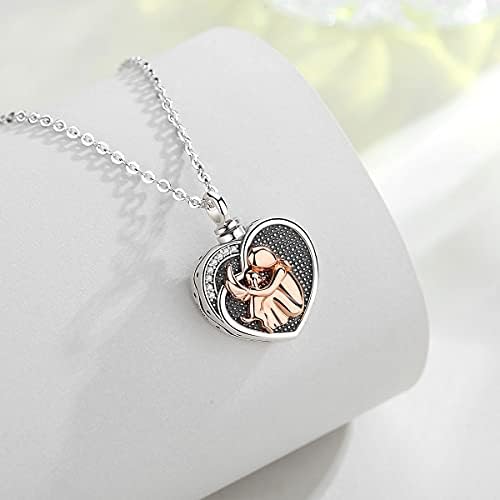 INFUSEU Urns for Ashes Necklace, Cremation Jewelry Sliver Plated Jewelry Angel Wing Memorial Gifts Heart Necklace Pendant Miscarriage Keepsakes Gifts