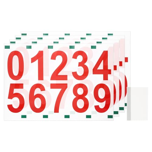 Autocollants numéros de boîte aux lettres 7,6cm vinyle extérieur étanche chiffre 0-9 rouge