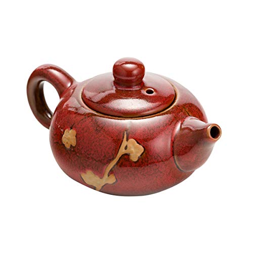 Tj Global Chinese/Japanese Ceramic Tea Set, 100% Handmade Traditional Tea Ceremony Set With Teapots, 6 Teacups, Bamboo Tea Tray With Drainage (Red) #TOP4