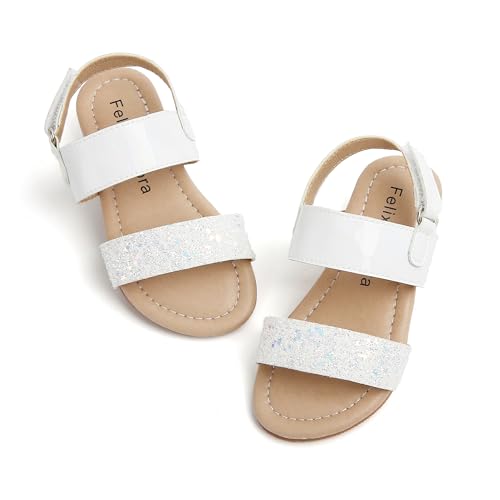 Image of Felix & Flora Toddler Girl Sandals - Little Girl Easter Dress Shoes Lightweight Open Toe Beach Holiday Flats