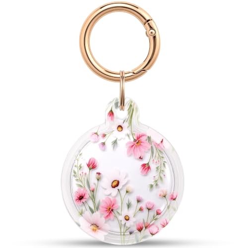 Compatible with AirTag Holder Keychain,Waterproof Protective Case for Apple AirTag 1st & 2nd Gen, Key Chain Ring for Luggage, Handbags, Pets, and Keys(Wilddaisy)