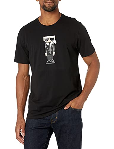 Karl Lagerfeld Paris Men's Kocktail Karl Short Sleeve Crew Neck T-Shirt, Black, L