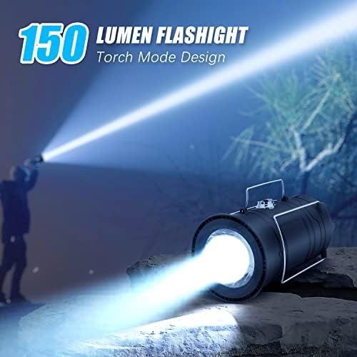BBtang Upgrade Camping Lantern and Torch for Tents USB Rechargeable, Portable Solar LED Camping Lights Battery Operated Wind Up for Emergency Hiking Outdoor Fishing Power Cuts and More (Black)