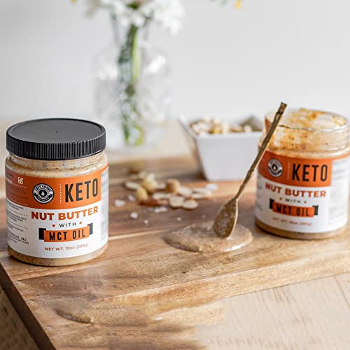 Keto Nut Butter Fat Bomb, Crunchy - Macadamia Low Carb Nut Butter Blend, Keto Almond Butter with MCT Oil, Cashews (10oz)
