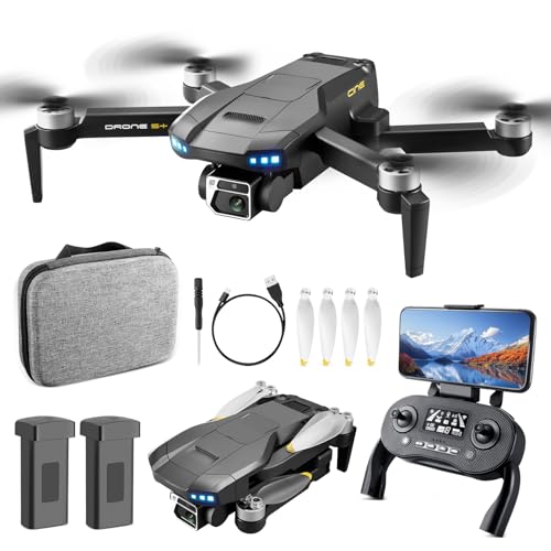 Drone S+ com Câmera HD, Dobrável, com 2 Baterias, Controle Remoto, Maleta de Transporte e Hélices Extras