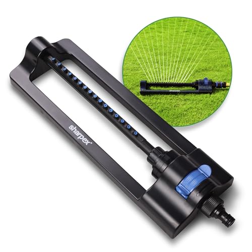 Sharpex Heavy Duty Turbo Oscillating Sprinkler for Garden Watering | Upto 3600 Sqft Large Area Coverage Adjustable Water Sprayer for Outdoor, Yard Irrigation System