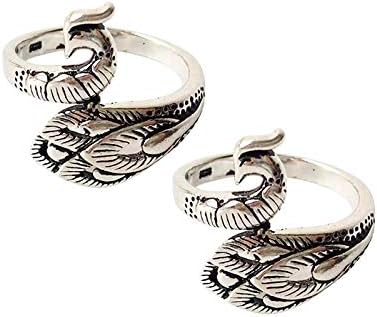 Goosuny Yarn Ring Adjustable Knitting Ring Braided Loop Crochet Loop Peacock Open Finger Ring Women Ring Silver Gold Rings Yarn Guide Finger Holder for Faster Knitting