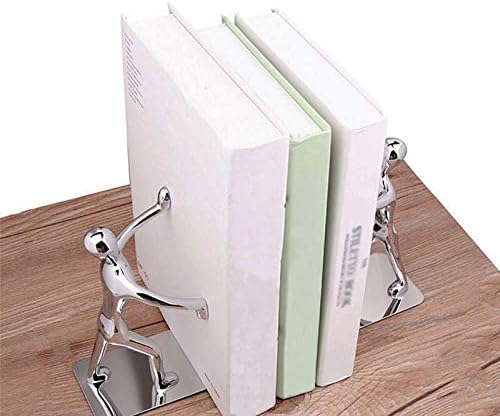 Meichoon Creative Bookends,Zinc Alloy Stainless Steel Office Art Decoration Humanoid Desk Organizer,Heavy Duty Book Holder for Shelves/Office/School and Home,NC10 - Image 4