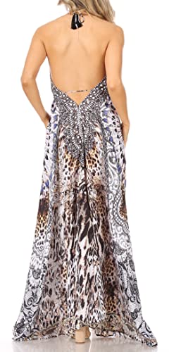 Image of Sakkas Lizi Womens Maxi High-Low Halter Handkerchief Long Dress Beach Party