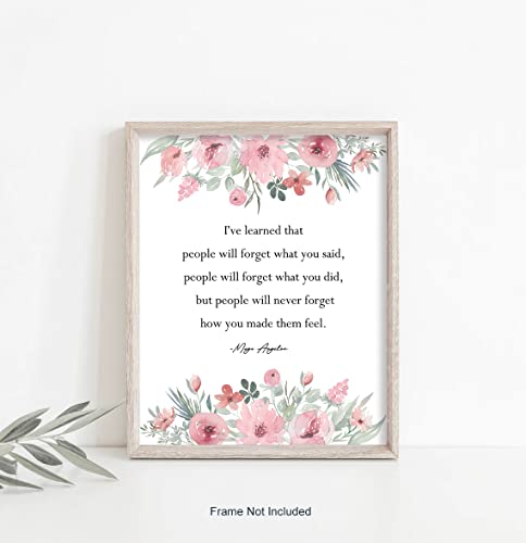 Maya Angelou Unframed Poster - Positive Quote Wall Art - Inspirational Wall Decor - "I've Learned..." Floral Artwork Unframed Print 8"X10" #TOP3