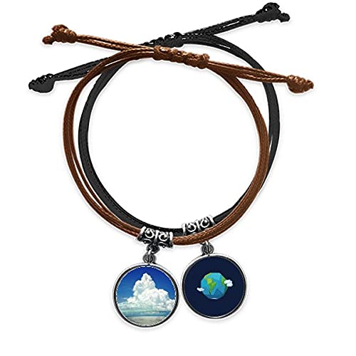 Pulsera de cuero Tierra y océano con cuerda tejida a mano unisex