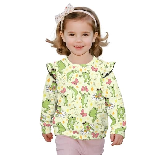 GePrint Girls Pullover Crewneck Sweatshirt Ruffle Long Sleeve Toddler Girl Sweatshirt Clothes Outfit for Girls 1-8 Years2
