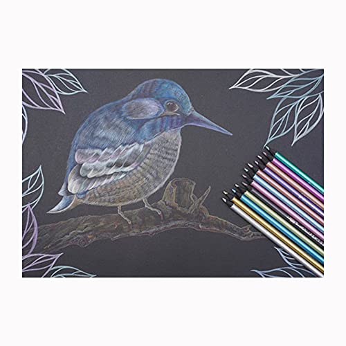 Oasis-X 18Pcs Metallic Colored Pencil Set Fluorescence Penci Assorted Coloring Pencil Set 0.3Mm Glitter Drawing Pencils Graphic Pencils For Art Drawing Sketching Writing #TOP5