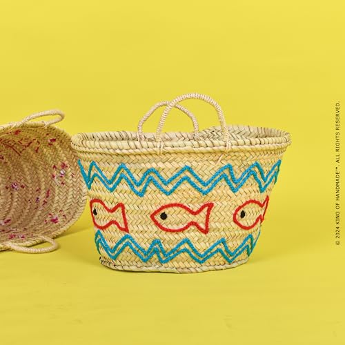 Bolsa de playa tejida a mano con motivo de pez miniatura 7