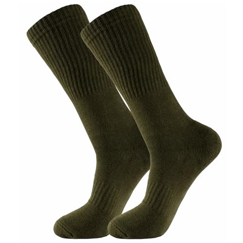 Toichi Men's Military Green Hiking Socks, Tactical Over-the-Calf Work & Hunting Boot Socks for Men