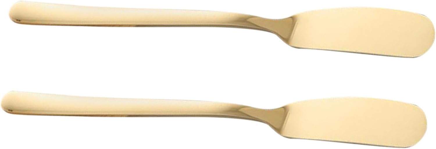 2pcs Stainless Steel Butter Knives Golden for Jam and Butter
