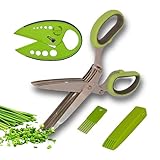 TEN73 - Herb Scissors, Stainless Steel Multipurpose 5 Blade Kitchen Herb Shears, Herb Cutter with Safety Cover and Cleaning Comb for Chopping Basil Chive Parsley