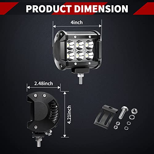 image for YITAMOTOR LED Light Bar 2Pack 18W 4Inch Square Led Work Light Spot Pod