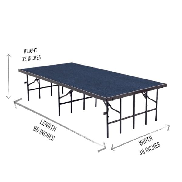 Blue Single Height Portable Stage with Carpet - 48