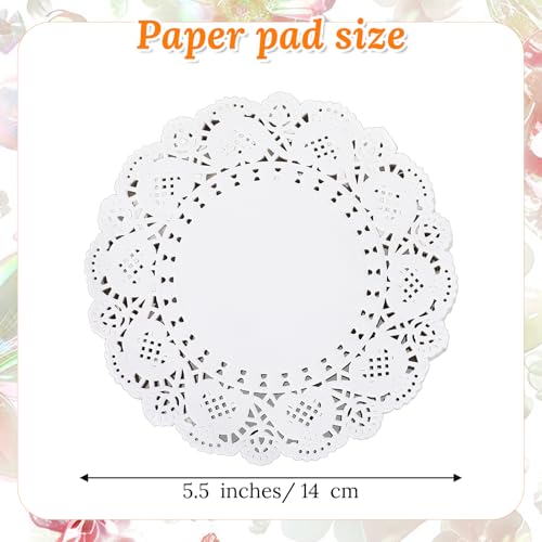 100 Stück Tortenspitzen Rund Klein, 14 cm Tortenspitze klein Rund, Rund Lace Papierdeckchen Spitze Deckchen Für Lebensmittel Rundes Papier Tischsets für Kuchen Tabletts Crafts Party Hochzeit (Weiß)