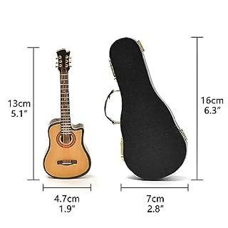 Musiin Guitare miniature avec support et étui, mini guitare acoustique à pan coupé à 6 cordes, instrument de musique, modèle de maison de poupée miniature, décoration d’intérieur (bois) - Les Beatles, Paul McCartney, John Lennon, RIngo Starr, George Harrison Musiin Guitare miniature avec support et étui, mini guitare acoustique à pan coupé à 6 cordes, instrument de musique, modèle de maison de poupée miniature, décoration d'intérieur (bois) – Image 2