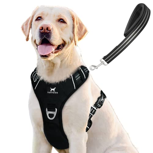 TUFFDOG Easy-Fit Dog Harness Large Dog - Fast Release Neck Clip, Premium Padded Reflective No Pull Harness with Control Handle, Adjustable Step-in Dog Vest Plus Free Matching Lead (L, Raven Black) TUFFDOG Easy-Fit Dog Harness Large Dog - Fast Release Neck Clip, Premium Padded Reflective No Pull Harness with Control Handle, Adjustable Step-in Dog Vest Plus Free Matching Lead (L, Raven Black)