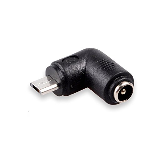 Conwork 4-Pack 90 Degree Right Angle 5.5 x 2.1mm DC Power Plug Female to Micro USB Male Charge Adapter for Cellphone Tablet