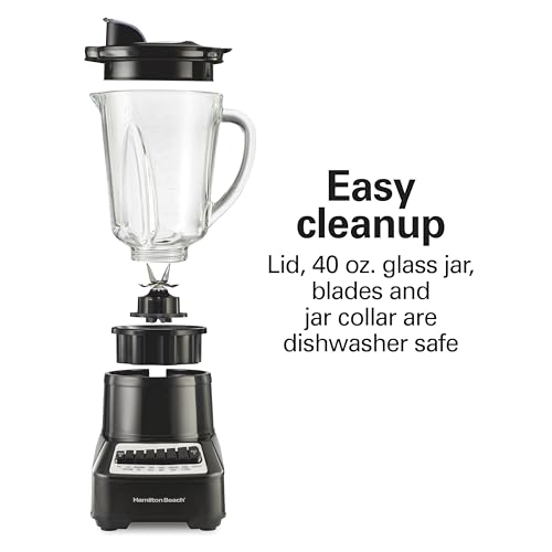 Hamilton Beach Wave Crusher Blender for Smoothies With 40 Oz Glass Jar and 14 Functions, Ice Sabre Blades & 700 Watts for Consistently Smooth Results, Black & Stainless Steel (54220) by Hamilton Beach - Image 6