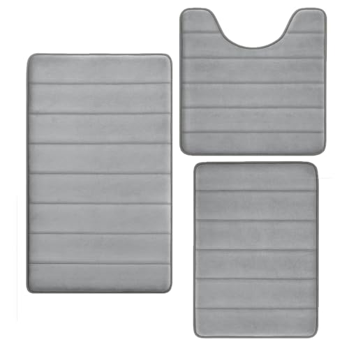 Flotstiga Memory Foam Bath Mat Set 3 Piece，Super Soft Absorbent