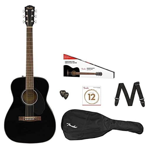 Fender CC-60s Concert V2 Pack Acoustic Guitar, with 2-Year Warranty, Black, with Gig Bag and Accessories by Fender - Used condition - US$160.71