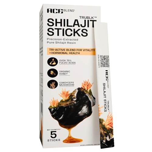 Image of Ace Blend 400mg TRUBLK Shilajit Sticks (5 Servings) | 120mg Cordyceps Mushroom & Organic Honey | Over 75% Fulvic Acid & 80+ Trace Minerals | For Strength & Performance | High Absorption | Men & Women