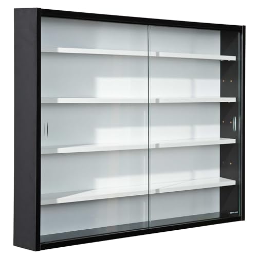 Inter Link - Vitrina de colección - Vitrina - Estantería de pared - Vitrina de cristal - Estantería de pared - Estantería colgante - MDF - Negro y Blanco (80x60x9.5 cm) Collecty Negro