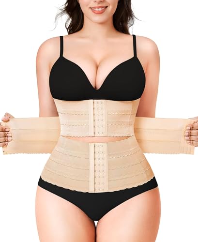 KUMAYES Gaine Amincissante Ventre Plat Femme Corset Minceur Waist Trainer Serre Taille Body Gainant Femme Ventre Plat Ceinture Post Accouchement (Beige, S)
