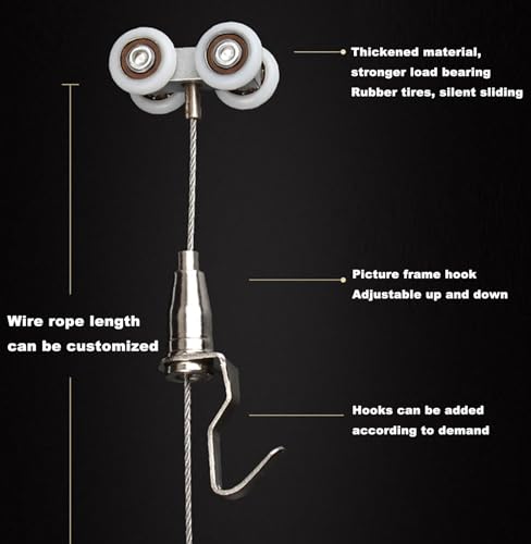 Riel colgar cuadros resistente de metal de 1m con cables ajustables 7