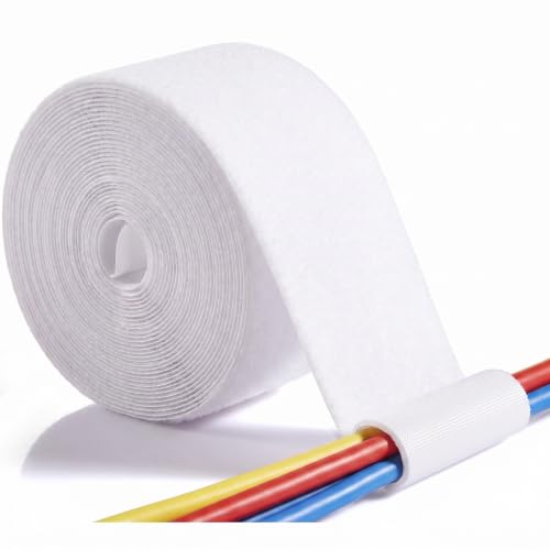 ECOHomes 2 Inch x 15 FT Double Sided Hook and Loop Roll Tape (White)