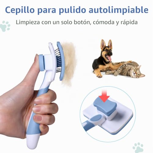 Miniatura 6 de Vinabo - Cepillo Autolimpiante Para Perros Pequeños, 2 En 1, Para Pelo Largo O Corto, Azul, Para Adultos Con Mascotas, Unisex