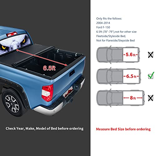 North Mountain Soft Roll Up Truck Tonneau Cover For 2004-2014 Ford F-150 6.5Ft Truck Bed, Fits 2004-2014 Ford F-150 6.5Ft Fleetside/Styleside Bed (78"-79" Bed) #TOP1