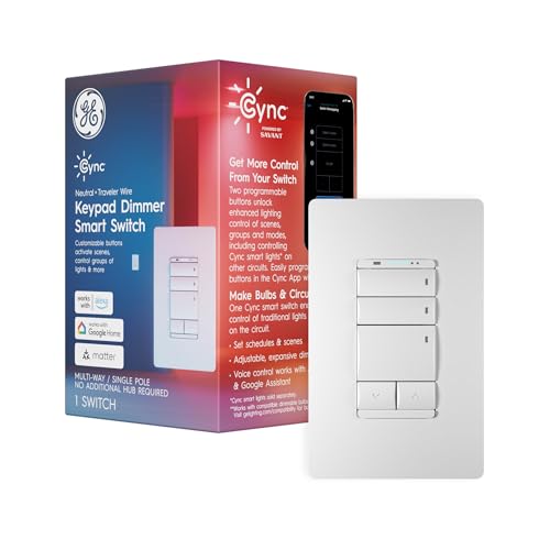 GE Cync Keypad Dimmer Smart Switch, Highly Customizable Dimmer Switch, Compatible with Alexa and Google Home, Matter Compatible, Easy to Install Smart Light Switch (1 Pack)​ by Cync - Used condition - US$30.66