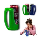Slim Can Holder 12 Oz with Handle, 3D Printed Reusable Beverage Grip for Beer, Suitable for A Variety of 12 Oz Canned Beverages and Beer (Green)