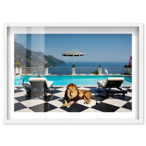 Safari Suite II Shadowbox Print Fun Animal Wall Art by Notoriart, White Frame, 45 x 30