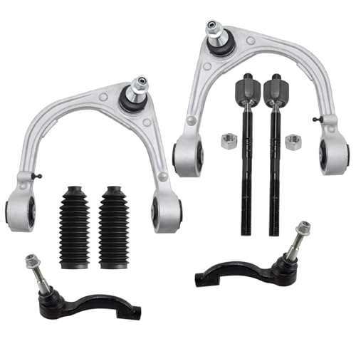 Image of Detroit Axle - RWD 8pc Front Control Arms Kit for 2014 2015 Cadillac CTS, 2 Upper Control Arms with Ball Joint 4 Inner and Outer Tie Rods 2 Tie Rod Boots Replacement