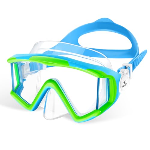 Swim Goggles for Kids 6-14 Nose Cover 3-Window Pro Anti-Fog Swimming Mask