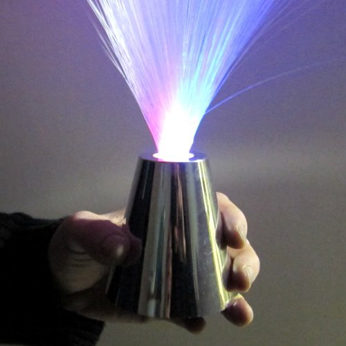 Fiber Optic Lamps (Set of 3) - Battery Operated Light Up Centerpiece Fiber Optic Lamp with Silver Base