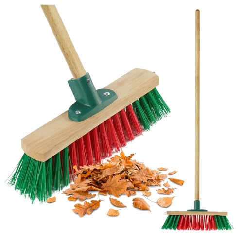 BEGRIS® Miotła z Kijem Szczotka Ulicówka Głowica miotły 35 cm Zamiatacz Szczotka Nylon Twarda i Wytrzymała Miotła Do Kostki, Chodnika, Ulicy Ulicówka 350 + Trzon do szczotki ulicowej 150