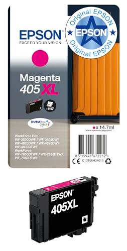 Epson Orginal 405XL Tinte Koffer Singlepack Magenta XL WF-3820DWF WF-3825DWF WF-4820DWF WF-4825DWF WF-4830DTWF WF-7830DTWF WF-7835DTWF WF-7840DTWF DURABrite Ultra Ink, ReadyPrint Flex-Tintentarife