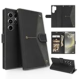 Galaxy S23 Ultra ケース 手帳型 財布型 全面保護 耐衝撃 ギャラクシー S23 Ultra スマホケース カード収納 肌感レザー ラップホール付き 横置き機能付き マグネット内蔵 SC-52D SCG20 携帯カバー 指紋防止 耐摩擦 ファッション ベルトマグネット,ブラック